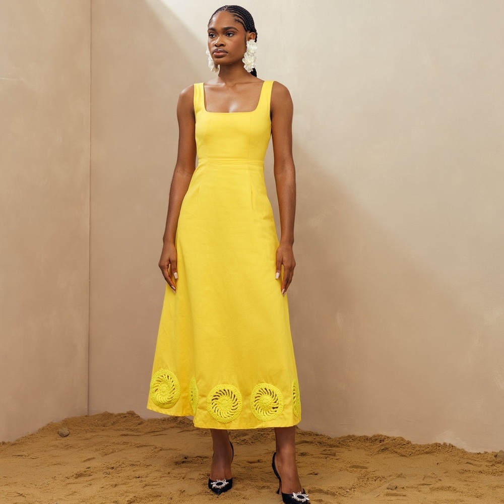 Elexiay Kwara Dress in Yellow $395 Size Medium